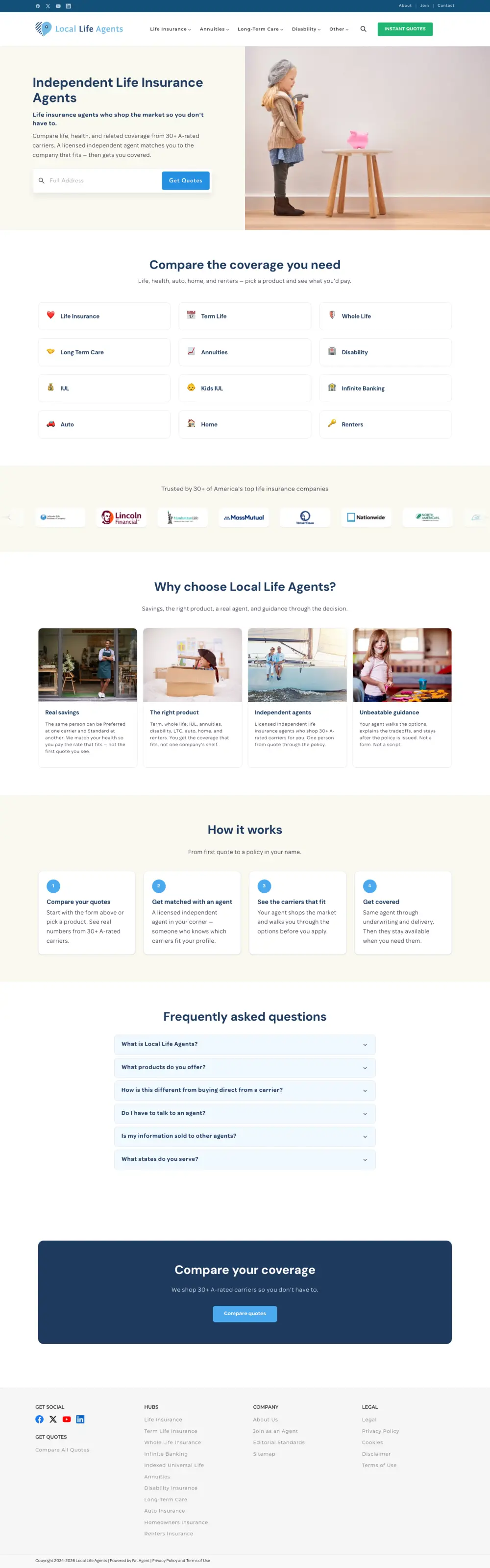 Local Life Agents — საიტის ეკრანი